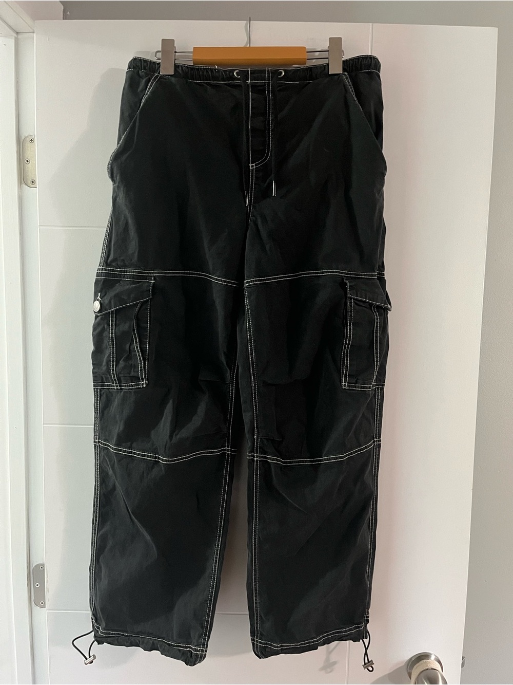 Garage Women’s Black Cargo Pants with White Contrast Stitching